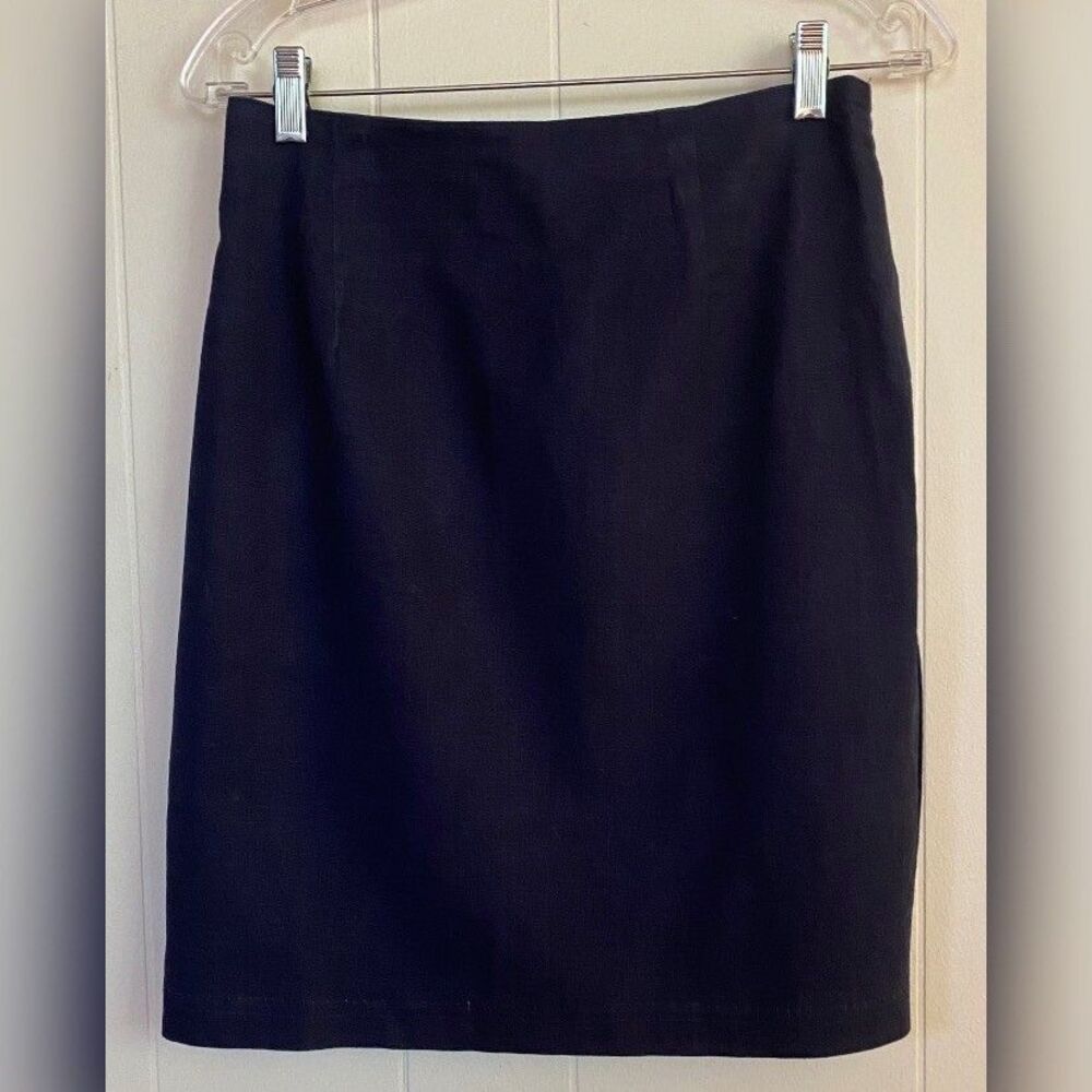 Vintage Clothes Circuit Skirt Size 11 Small Black Linen Blend USA Preppy